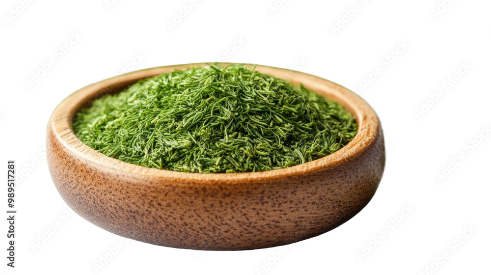 Dried dill in a wooden bowl, isolated, transparent background, png. Dried dill in a wooden bowl, isolated, transparent background, png.