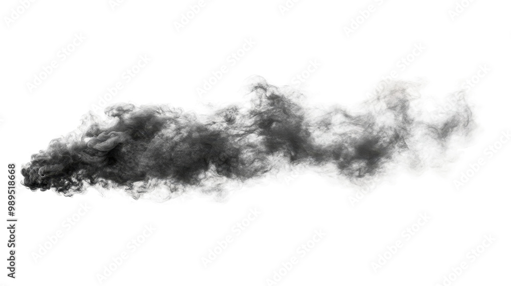 Obraz premium Horizontal Puff of Gray Smoke Isolated on Transparent Background