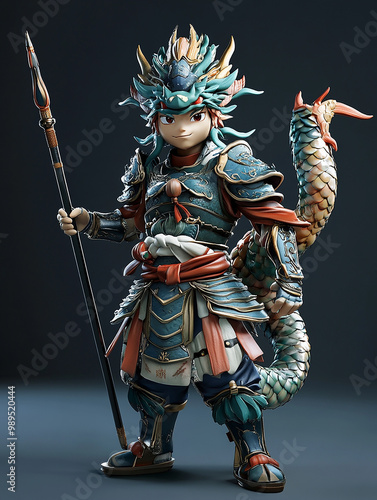 3D Cartoon Character Zilong Dragon Warrior photo