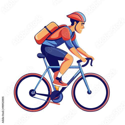 man riding bicycle vector flat minimalistic isolated illustration, Racing cyclist vector flat minimalistic illustration