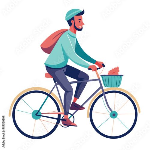 man riding bicycle vector flat minimalistic isolated illustration, Racing cyclist vector flat minimalistic illustration