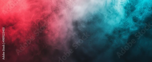 A grainy abstract background is accompanied by a noisy background, a pink blue glowing color wave banner design and space for copy.