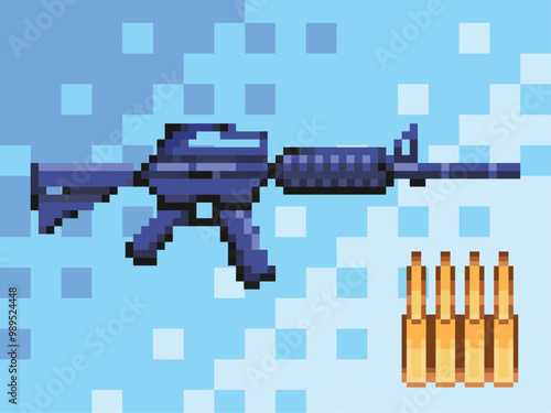 Pixelated M4A1 art with ammo
