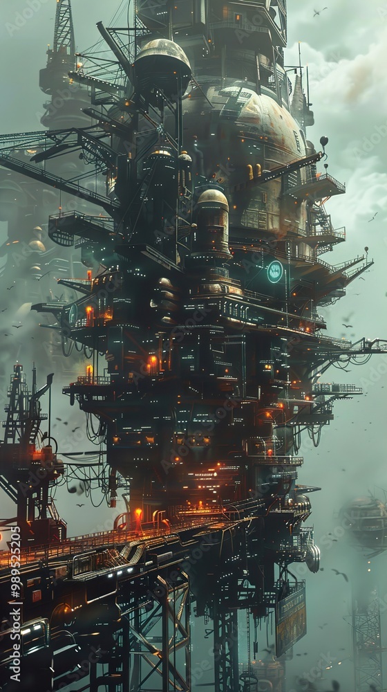 Futuristic Cityscape: Industrial Architecture in a Steampunk World Futuristic Cityscape: Industrial Architecture in a Steampunk World