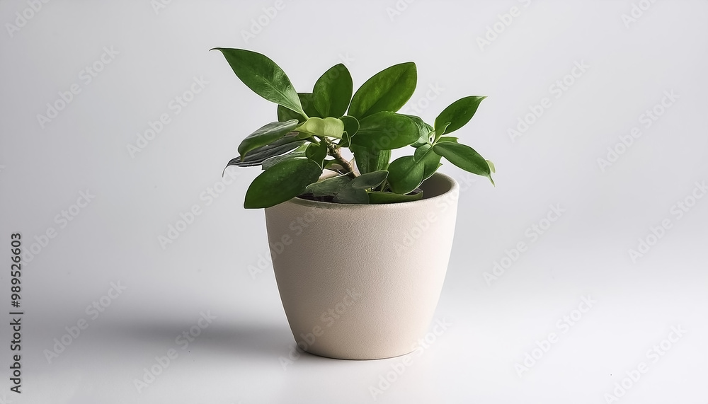 Small plant in a simple pot on a Minimalist background Small plant in a simple pot on a Minimalist background