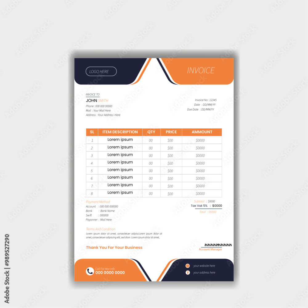Obraz premium Corporate business letterhead and invoice template, Business Branding identity design template