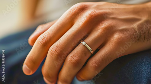 Wallpaper Mural Close-up of a man's hand with his engagement ring placed on one of his fingers. Torontodigital.ca