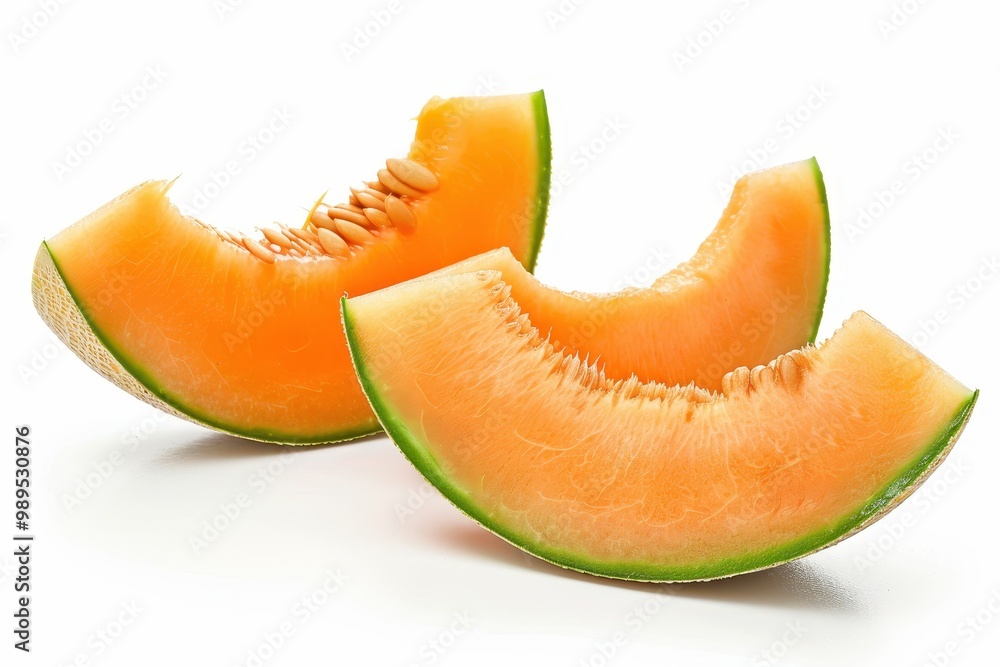 Cantaloupe slices on white background Cantaloupe slices on white background