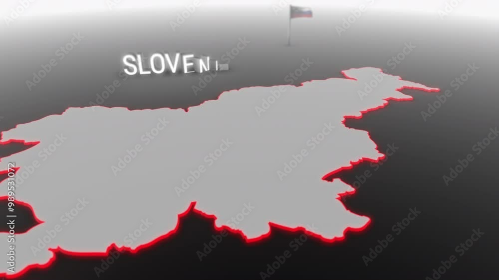 3d animated map of Slovenia gets hit and fractured by the text “War” 3d animated map of Slovenia gets hit and fractured by the text “War”
