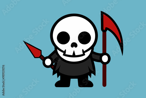Vászonkép cute skellington bone mascot character cartoon vector illustration holding blood