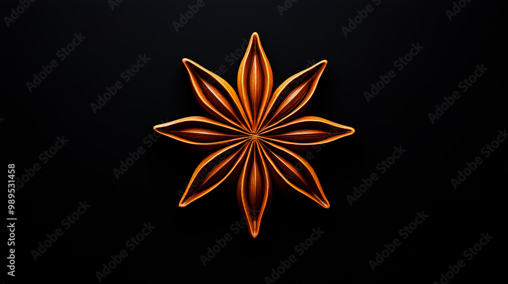 Natural star anise on black background. Natural star anise on black background.