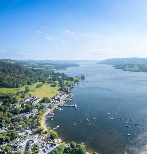 panorama aerial view of Ambleside, Windermere, Westmorland and Furness district of Cumbria, Lake Distract, UK photo