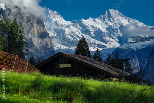 Beautiful mountain landscape in the Swiss Alps.