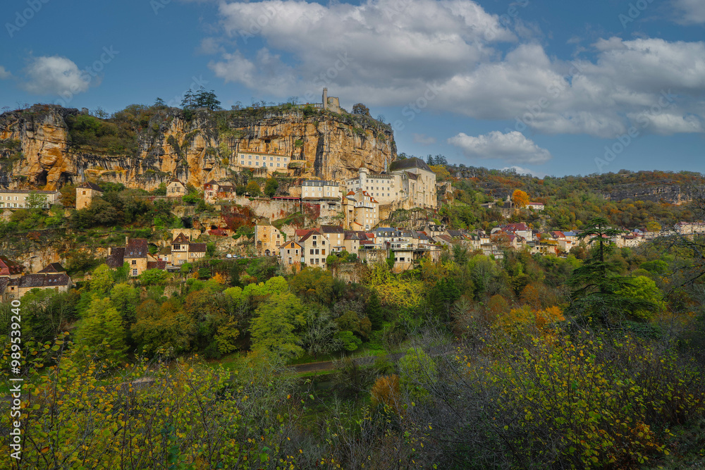 Fototapeta premium Soft focus on Pilgrimage village of Rocamadour on cliff , Midi-Pyrenees, France