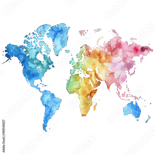 world map vector illustration in watercolor style