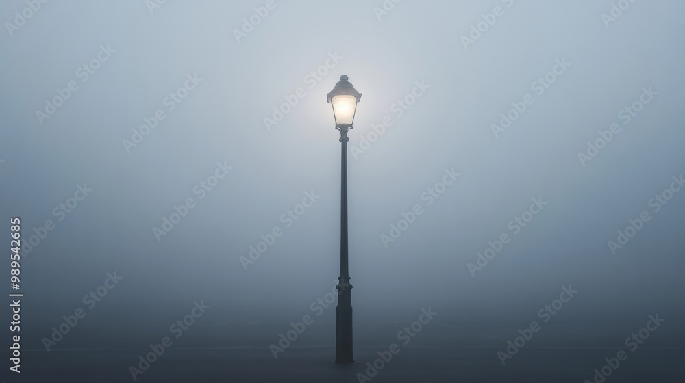 Street Lamp in Foggy Cityscape - Minimalist Photography Street Lamp in Foggy Cityscape - Minimalist Photography