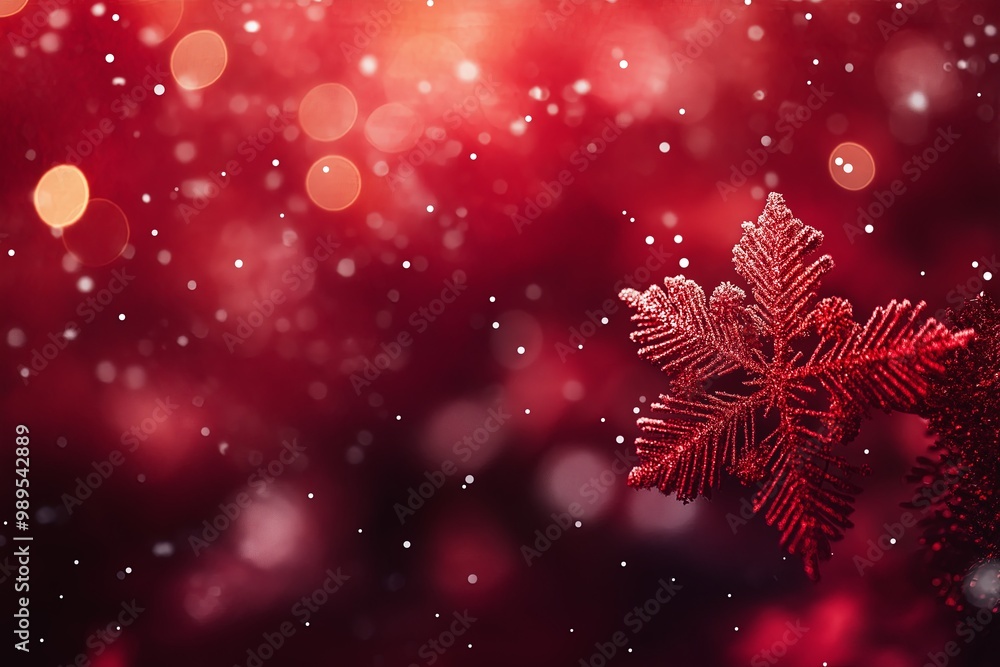 Christmas background with snowflakes on red bokeh background, copy space Christmas background with snowflakes on red bokeh background, copy space