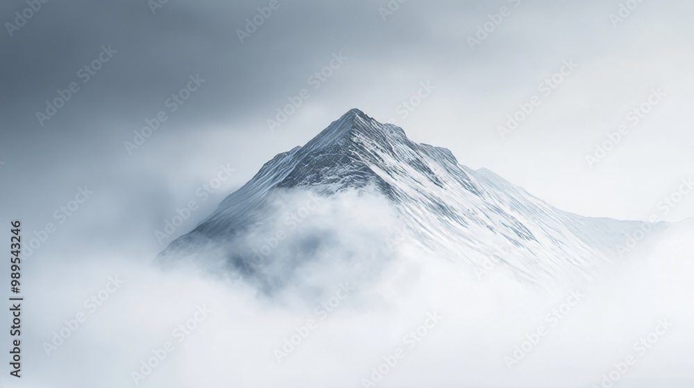 Majestic Snowy Mountain Peak Emerging from the Clouds Majestic Snowy Mountain Peak Emerging from the Clouds