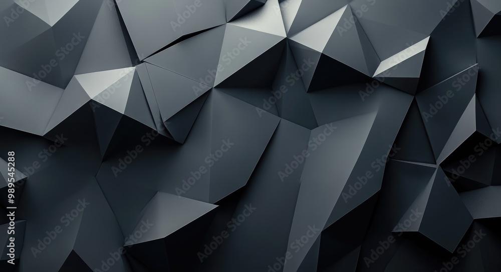 Obraz premium Futuristic Geometric Decor. Abstract Triangular Mosaic Grey Graphic Concept