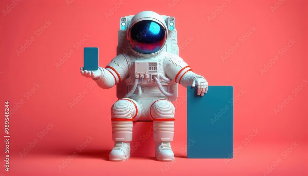 A playful astronaut character holds a smartphone and tablet against a vibrant backdrop, symbolizing innovation in technology and creativity for digital business applications. A playful astronaut character holds a smartphone and tablet against a vibrant backdrop, symbolizing innovation in technology and creativity for digital business applications.