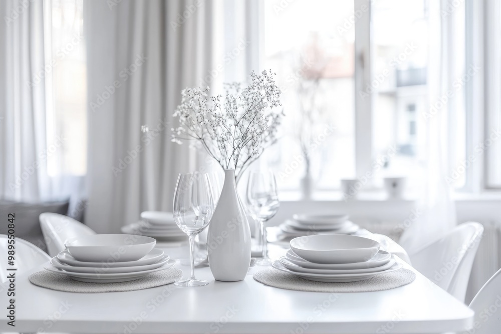 Modern Dining Room Interior Design with White Contemporary Style Modern Dining Room Interior Design with White Contemporary Style