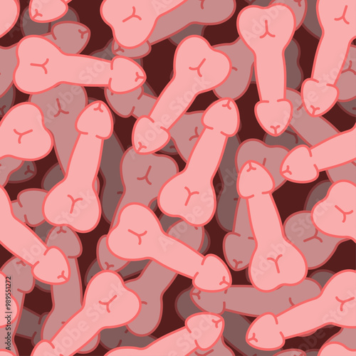 Penis pattern seamless. Phallus background. male organ texture. Ornament adult fabric