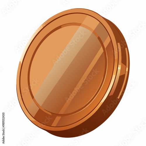 bronze coin flipped on a fully white background