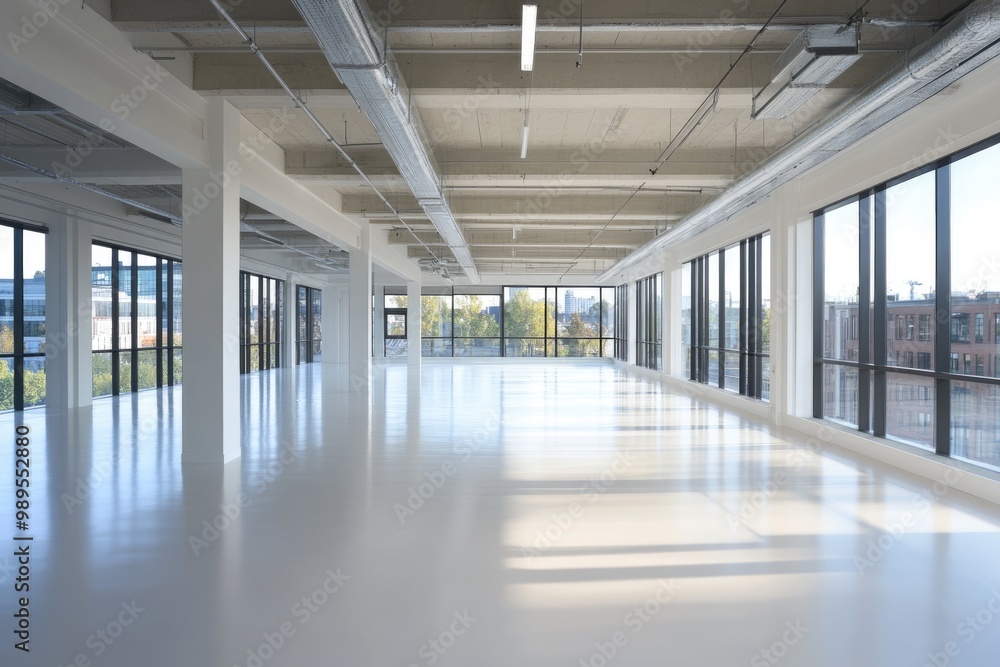 Fototapeta premium Contemporary Office Interior. Modern Design with Wide Open Space and Natural Light
