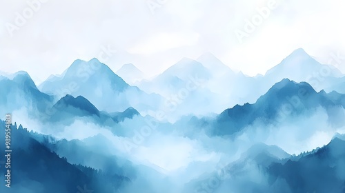 Abstract Watercolor Mountains