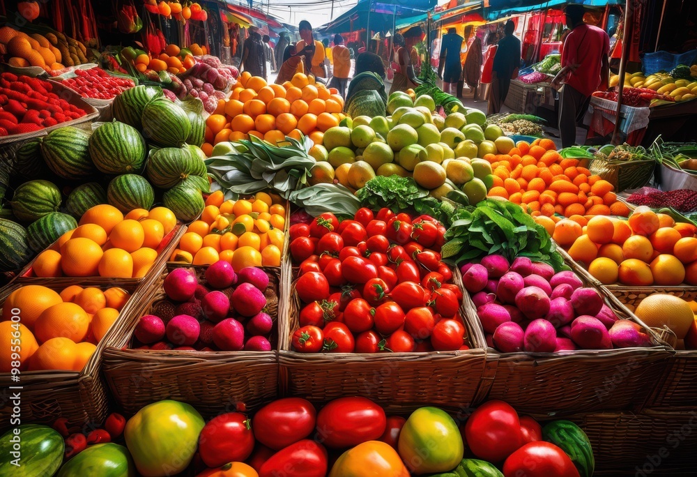 vibrant array fresh fruits vegetables displayed attractively colorful market setting, colors, produce, organic, selection, healthy, nature, harvest, edible vibrant array fresh fruits vegetables displayed attractively colorful market setting, colors, produce, organic, selection, healthy, nature, harvest, edible