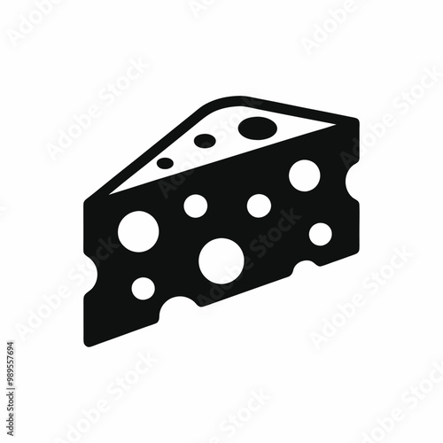 Swiss Cheese Wedge Black and White Vector Illustration for Printable Graphic Design