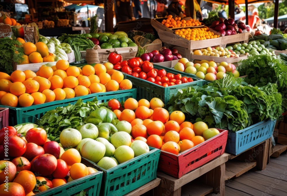 vibrant display fresh produce colorful containers showcasing variety fruits vegetables bright healthy lifestyle, organic, market, green, red, yellow, orange vibrant display fresh produce colorful containers showcasing variety fruits vegetables bright healthy lifestyle, organic, market, green, red, yellow, orange