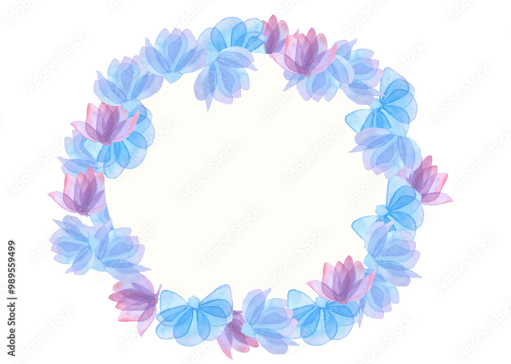 eucalyptus leaves and flowers with transparent petals round frame on white background watercolor illustration floral background for invitations. for clothing, wallpaper, wrapping paper, home decor eucalyptus leaves and flowers with transparent petals round frame on white background watercolor illustration floral background for invitations. for clothing, wallpaper, wrapping paper, home decor