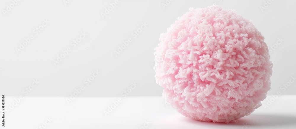 Soft Pink Bath Puff Or Sponge Isolated On White Background With Copy Space Soft Pink Bath Puff Or Sponge Isolated On White Background With Copy Space