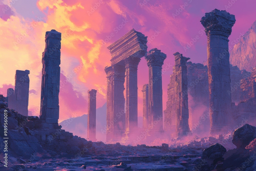 Ruins of an Ancient Temple at Sunset Ruins of an Ancient Temple at Sunset