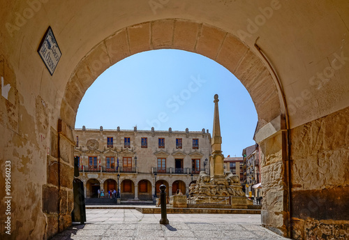 Main square of Soria from the arch of the horn, which was formerly the bullring of the square