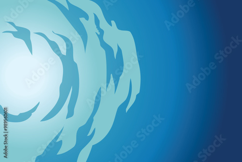 Abstract blue gradient background with stylized cloud shape.