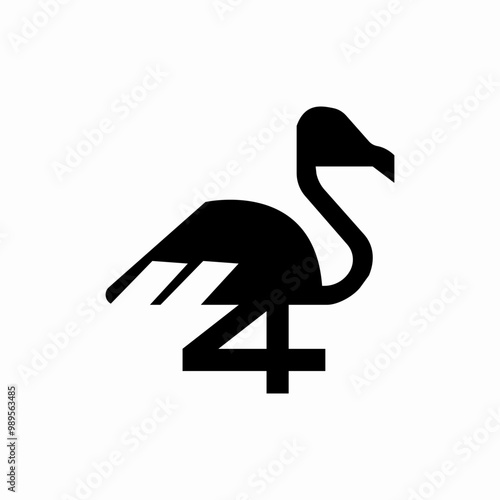 flamingo bird animal icon sign vector