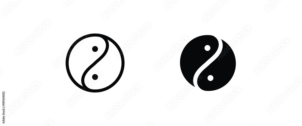 Obraz premium yin yang icon. In Yang Concept of dualism line icons set, Zen symbol editable stroke isolated on white background, linear vector outline illustration, symbol logo design style