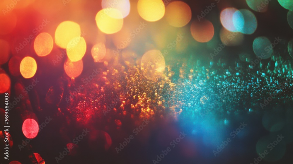 Blur colorful warm rainbow light leaks on black background with dust texture. Defocused abstract damaged scratched retro film analog effect for using over photos as overlay or screen filter Blur colorful warm rainbow light leaks on black background with dust texture. Defocused abstract damaged scratched retro film analog effect for using over photos as overlay or screen filter