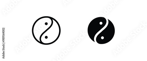 yin yang icon. In Yang Concept of dualism line icons set, Zen symbol editable stroke isolated on white background, linear vector outline illustration, symbol logo design style