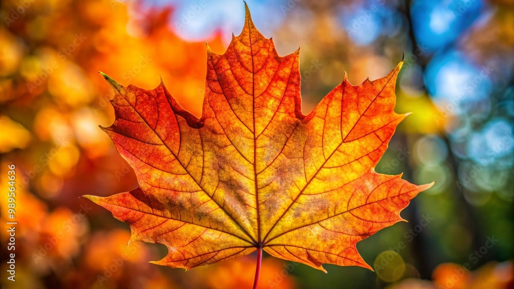 Close-up of maple leaf during autumn, generative Ai Close-up of maple leaf during autumn, generative Ai
