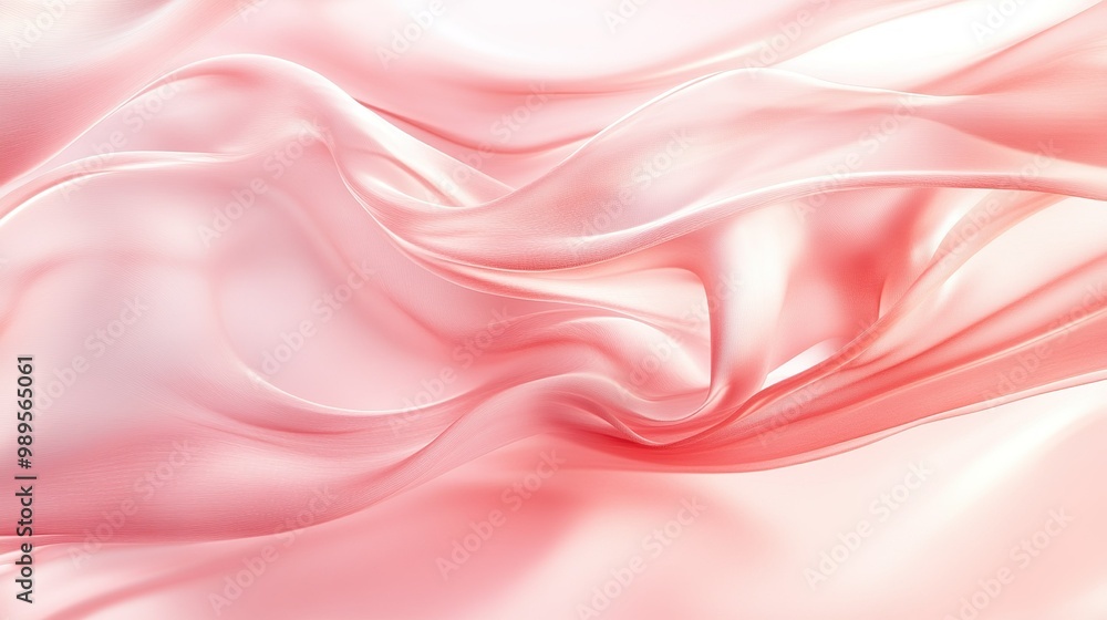 Delicate pink silk fabric draped elegantly, creating soft waves and textures in natural light for a serene and calming atmosphere Delicate pink silk fabric draped elegantly, creating soft waves and textures in natural light for a serene and calming atmosphere