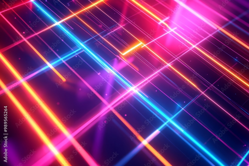 Abstract 80s-Inspired Laser Grid with Bold Geometric Shapes Abstract 80s-Inspired Laser Grid with Bold Geometric Shapes
