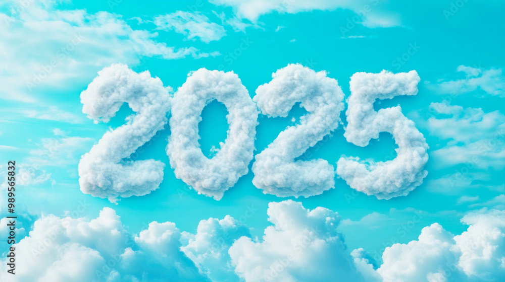 cloud shapes showing the year 2025 in turquoise sky cloud shapes showing the year 2025 in turquoise sky