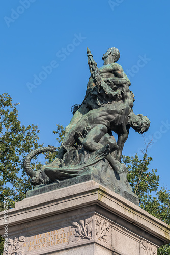 War Memorial (Memorial Guerre de 1870) in memory of the inhabitants of Nantes who gave their lives in the Franco-Prussian War (1870-1871). Nantes, Loire-Atlantique, France.