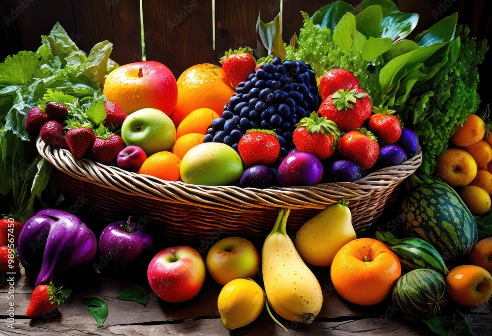 colorful arrangement fresh fruits vegetables showcasing nutritional variety vibrancy, display, freshness, health, produce, organic, dietary, vibrant, food colorful arrangement fresh fruits vegetables showcasing nutritional variety vibrancy, display, freshness, health, produce, organic, dietary, vibrant, food