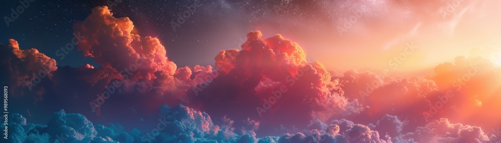 Colorful Cloudscape with Stars and Sunset Colorful Cloudscape with Stars and Sunset