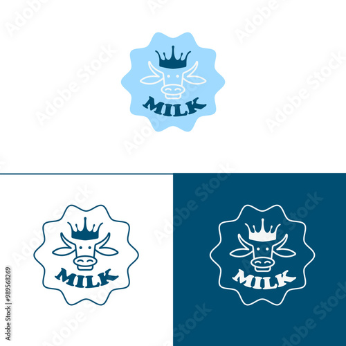 Logo for milk packaging on blue background