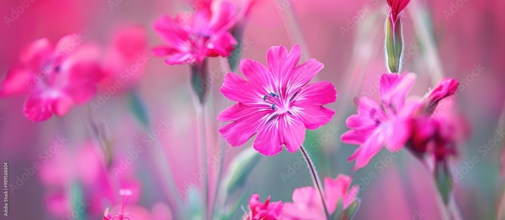 Silene Coronaria Lychnis Coronaria Or Magenta Pink Flowers Close Up Silene Coronaria Lychnis Coronaria Or Magenta Pink Flowers Close Up